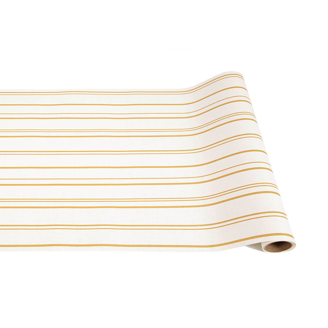 Antique gold stripe runner rug with a striped pattern on a neutral background