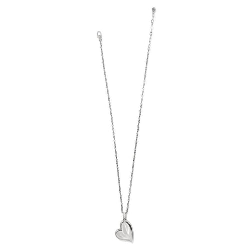 Silver-plated Cascade Heart Necklace with a heart-shaped pendant on an adjustable chain.