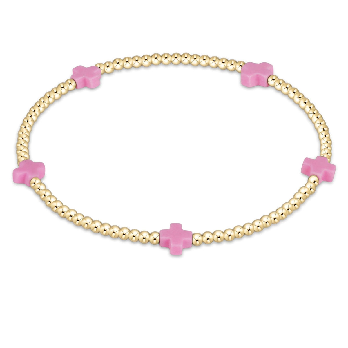 Small gold-patterned bracelet with 2mm beads on elastic cord