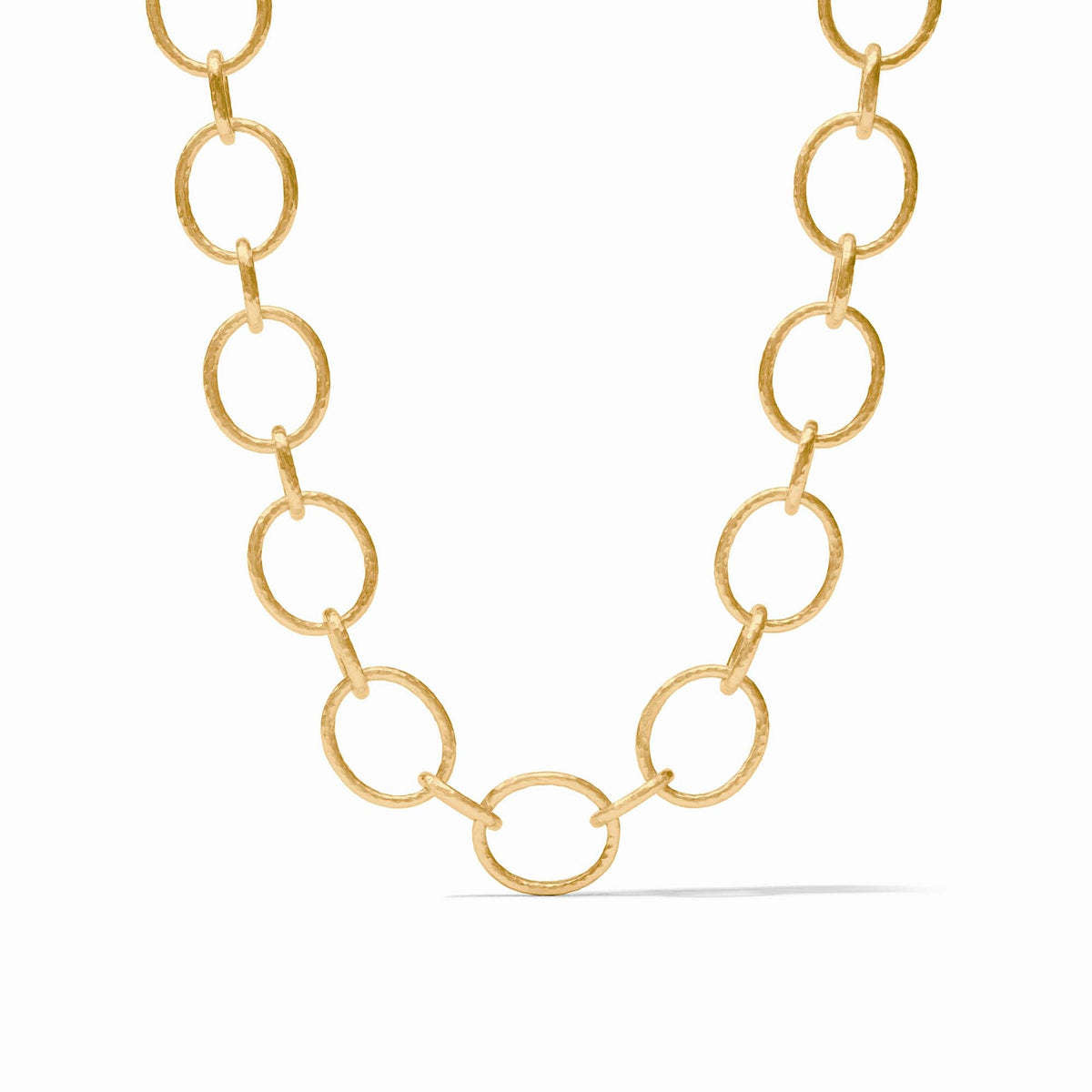 Catalina Light Link Necklace featuring textured 24K gold plated circular links.