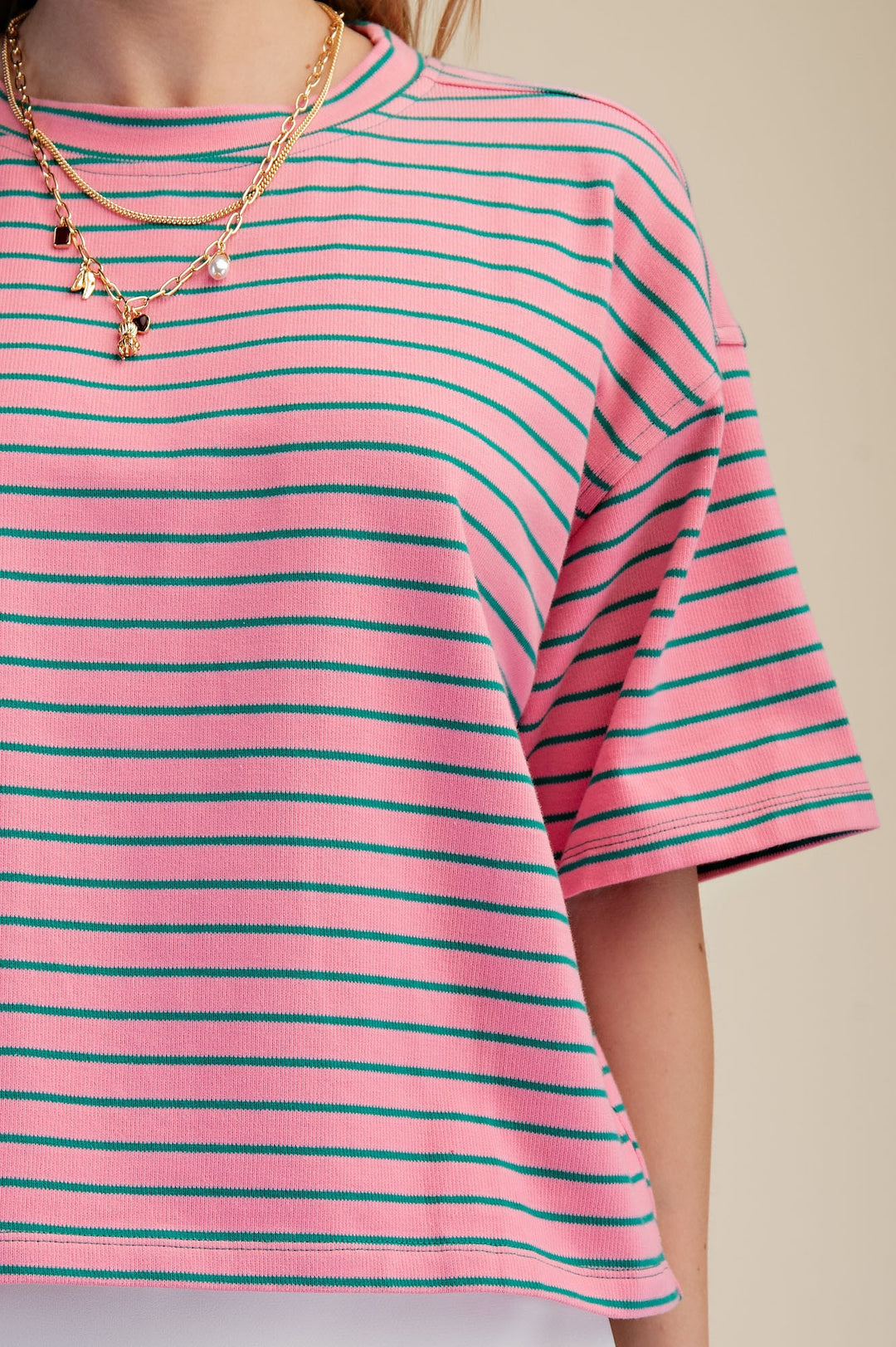 Ophelia Round Neck Wide Sleeve Pullover Stripe Everyday Top