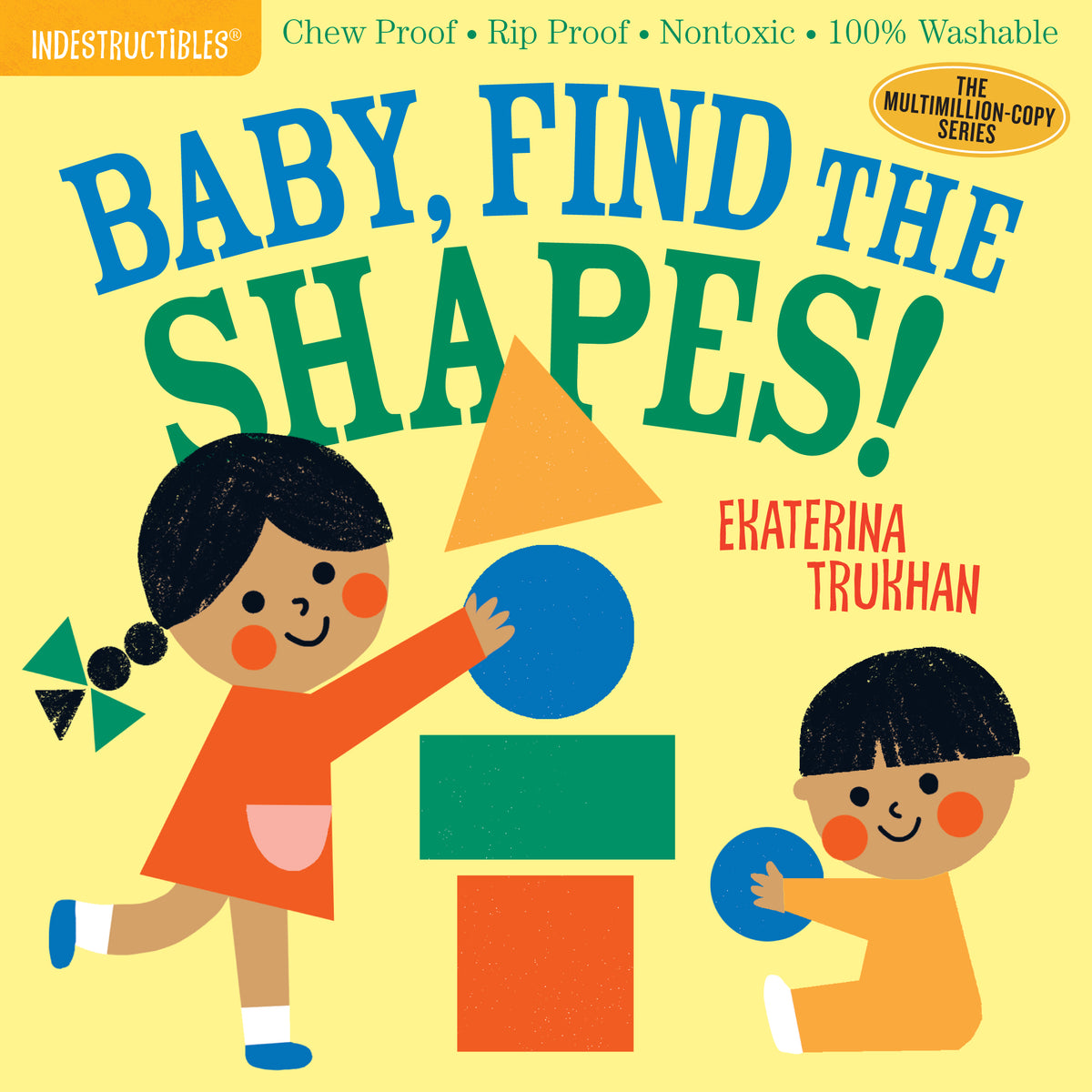 Indestructible toddler book with bright illustrations on a durable waterproof cover.