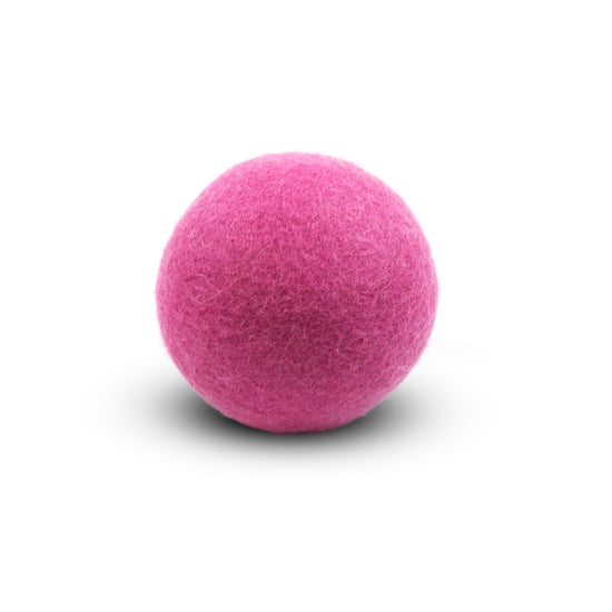 Single blue wool dryer ball with a smooth round shape.