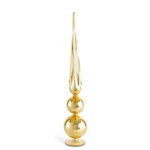 Gold glass finial with a clear cylindrical shape.