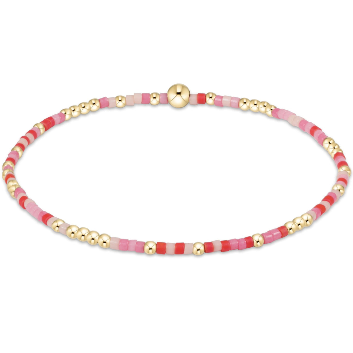 Hand-beaded Hope Unwritten bracelet featuring mixed seed beads in various colors with gold accents on elastic cord.