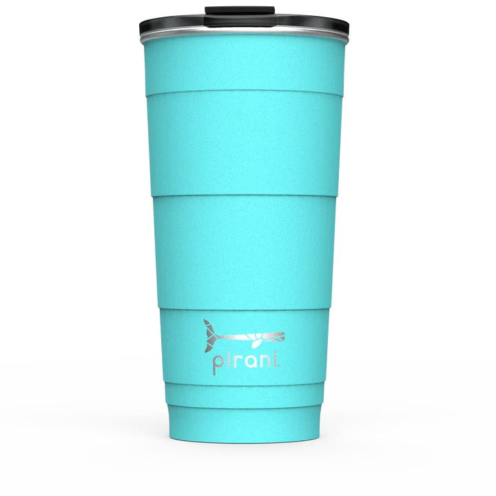 Stackable stainless steel tumbler with powder coat finish in dark color