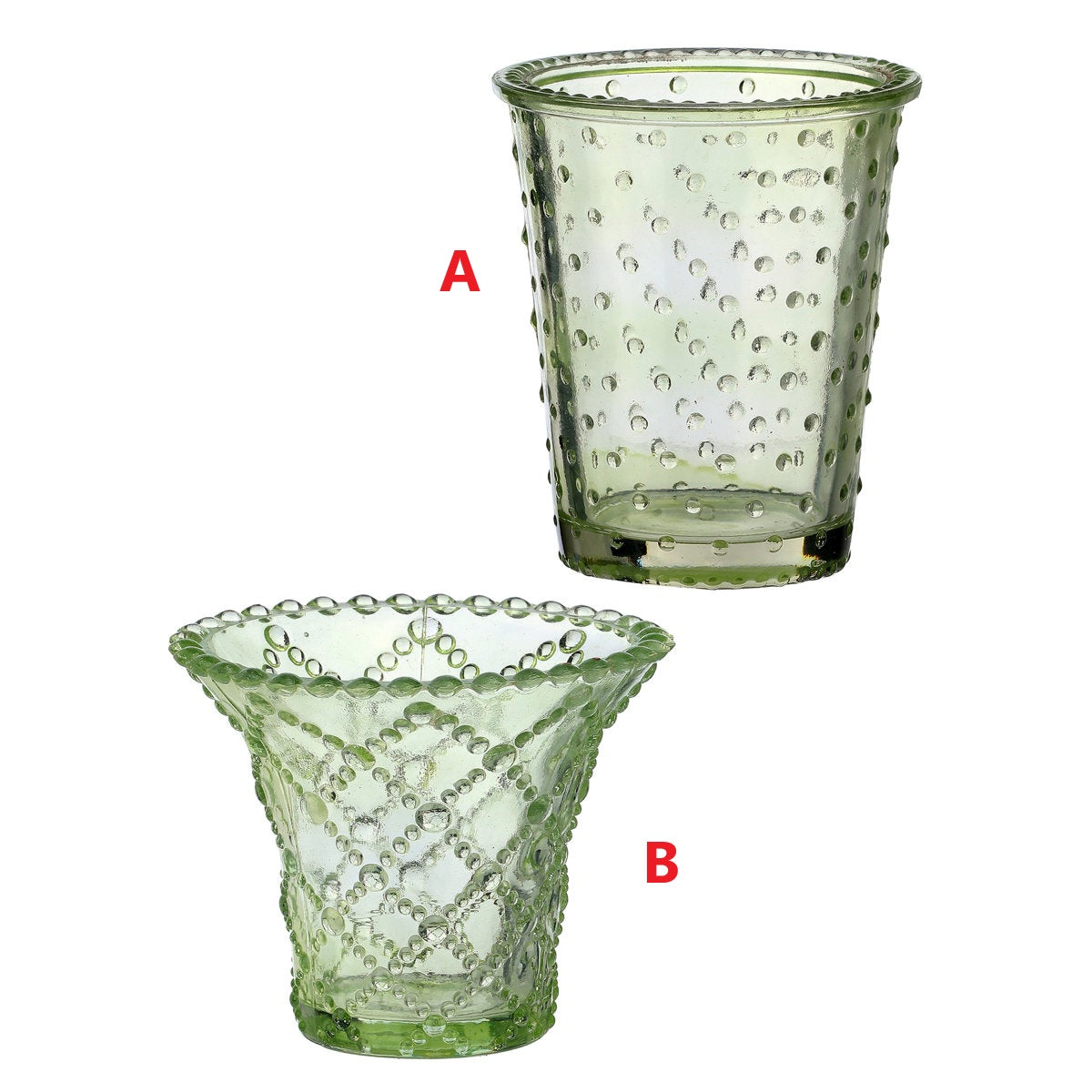 Petite vintage glass vase with hobnail texture in clear finish