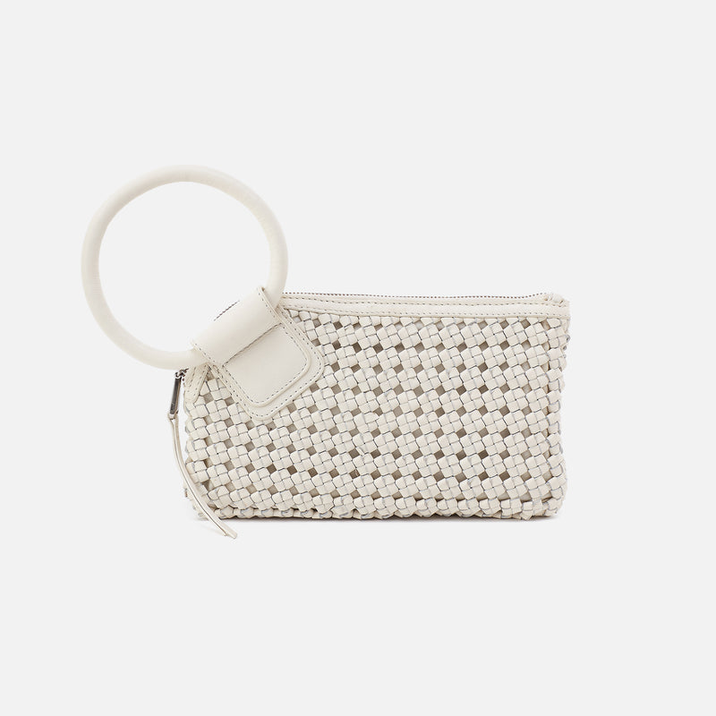 Whitecap Sable wristlet in solid leather with brushed nickel hardware.