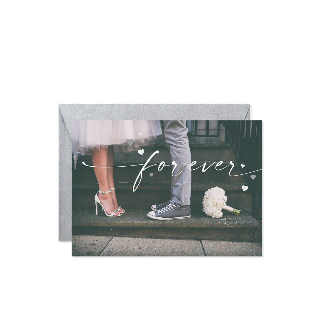 Bride And Groom On Stairs Card with congratulations text