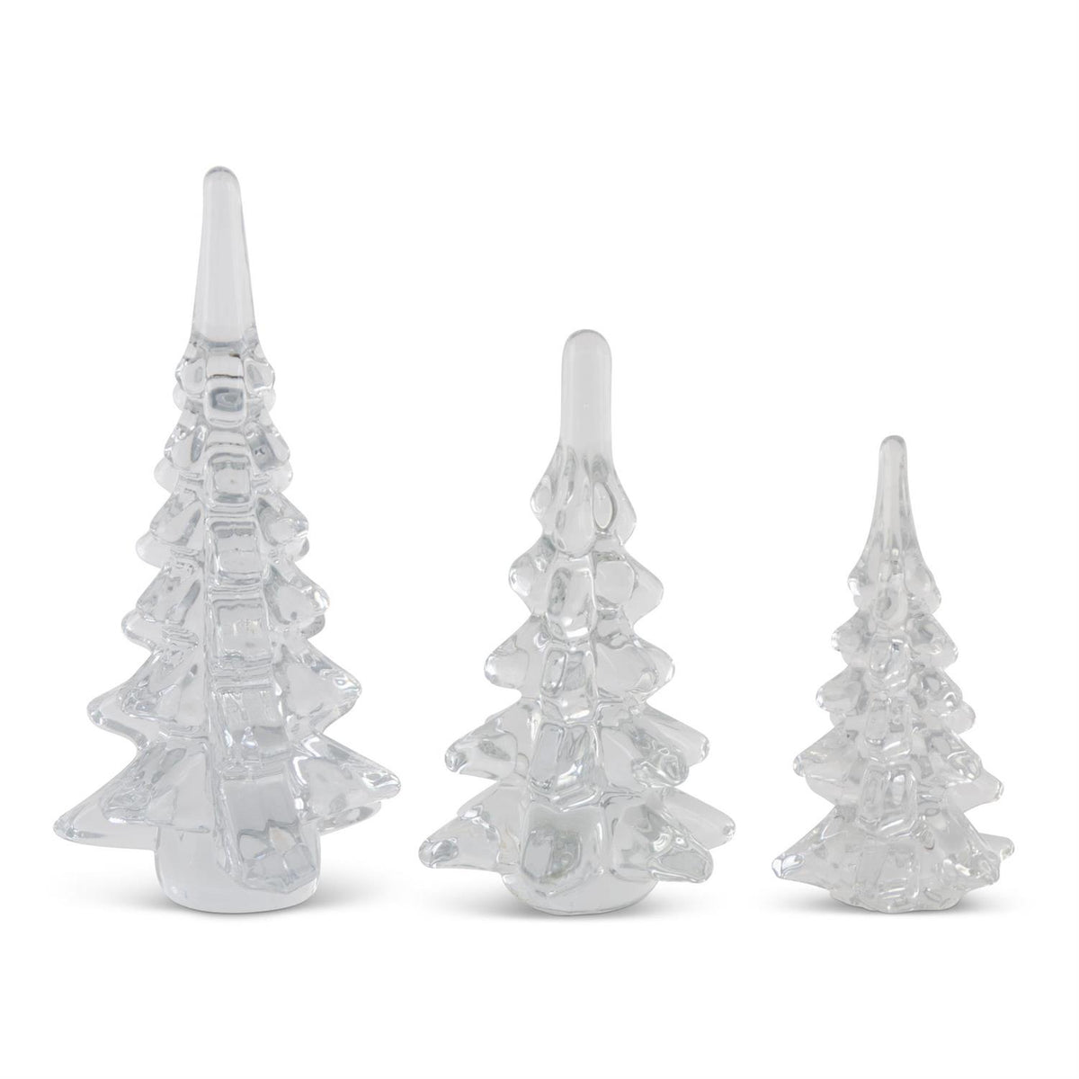Clear glass tree sculpture with a natural branch-like silhouette.