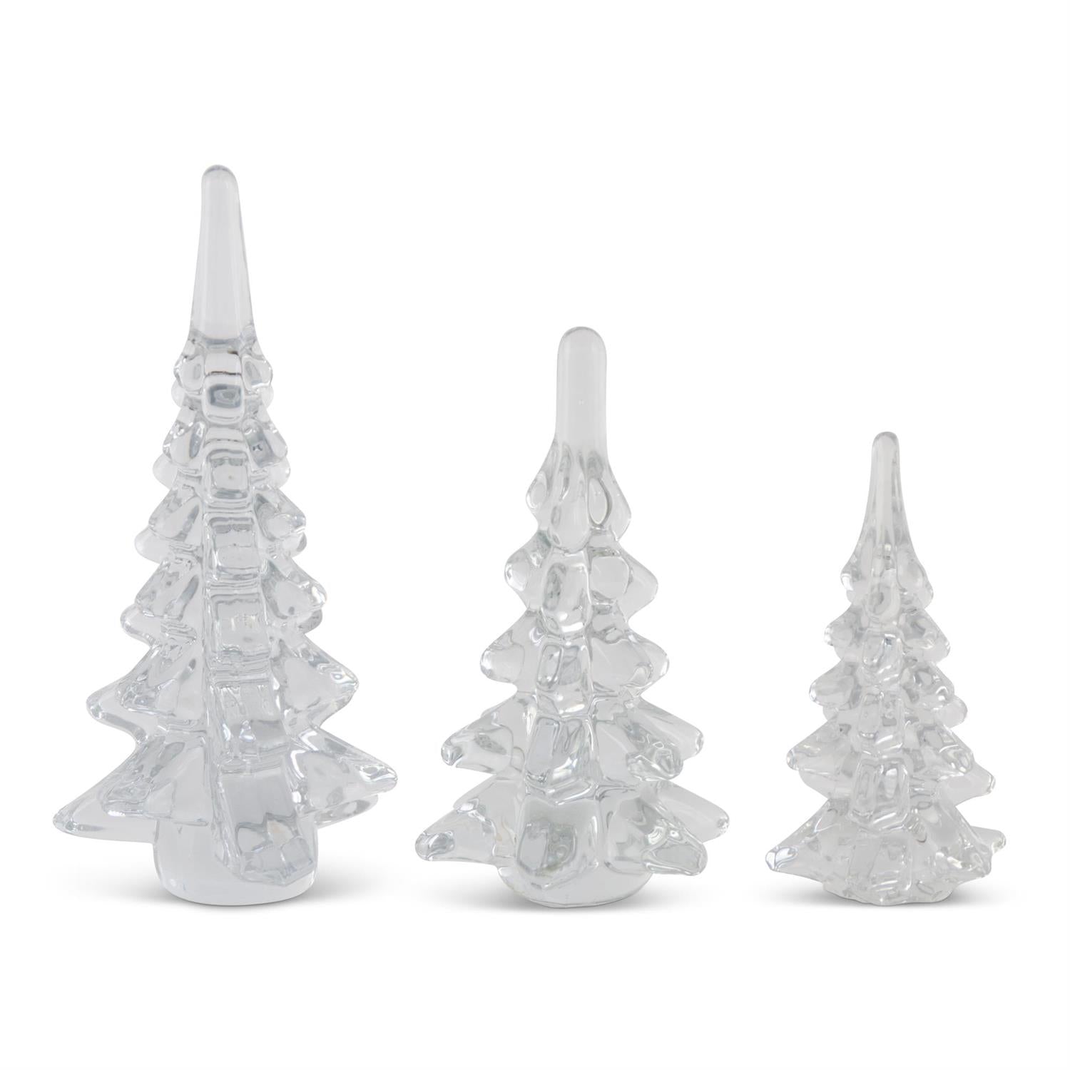 Clear glass tree sculpture with a natural branch-like silhouette.