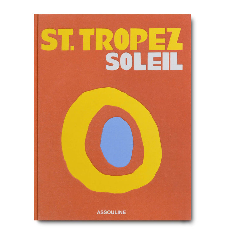 Linen hardcover book titled St. Tropez Soleil with a beige cover featuring botanical illustrations.