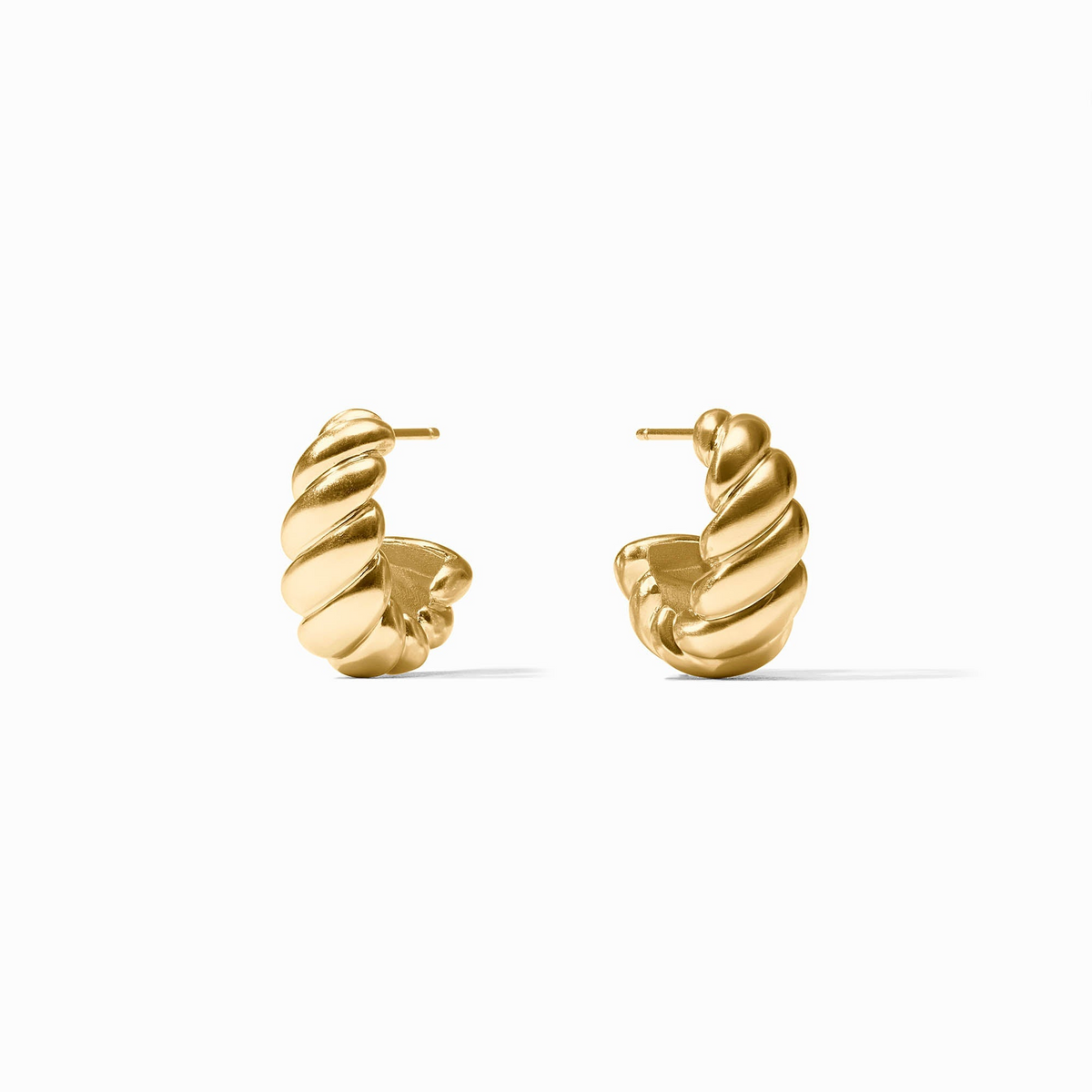 A pair of 24K gold plated Ravello Statement Hoop earrings with a twisted, ridged design.