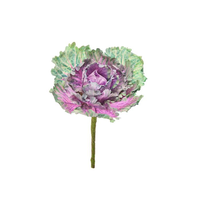 Two fabric kale picks in a ruffle style with an 8-inch square silhouette.