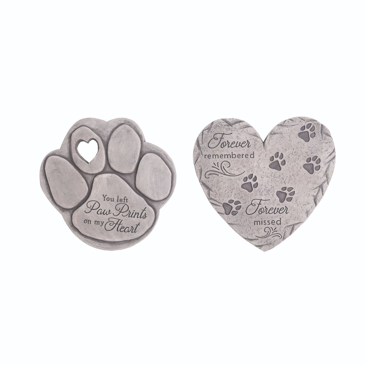 Square cement stepping stone memorial with a smooth matte finish in neutral gray tones.