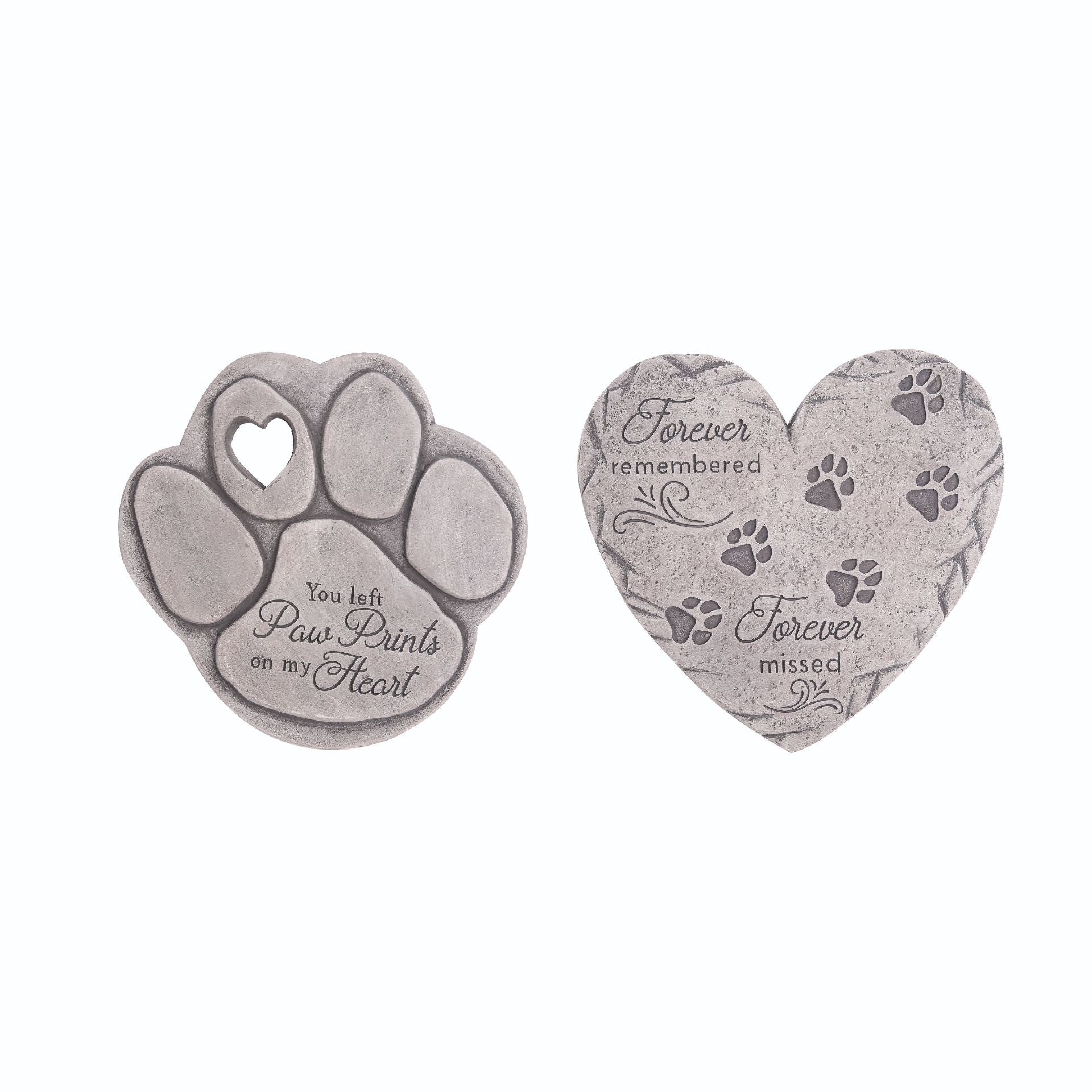 Square cement stepping stone memorial with a smooth matte finish in neutral gray tones.