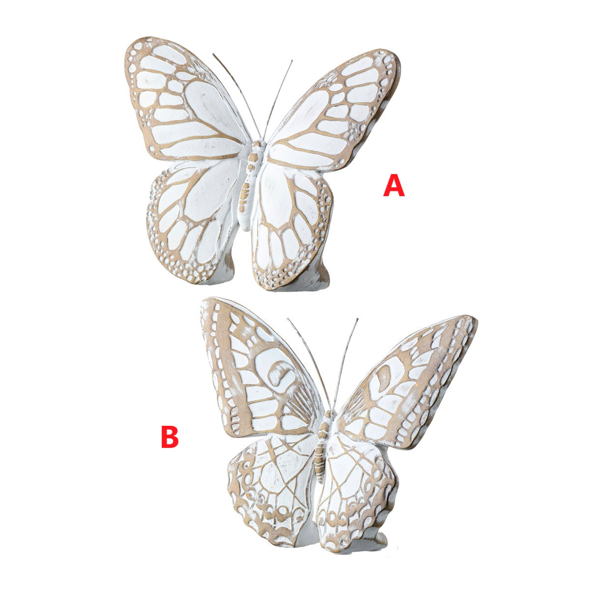 Resin butterfly with wood grain finish in brown tones