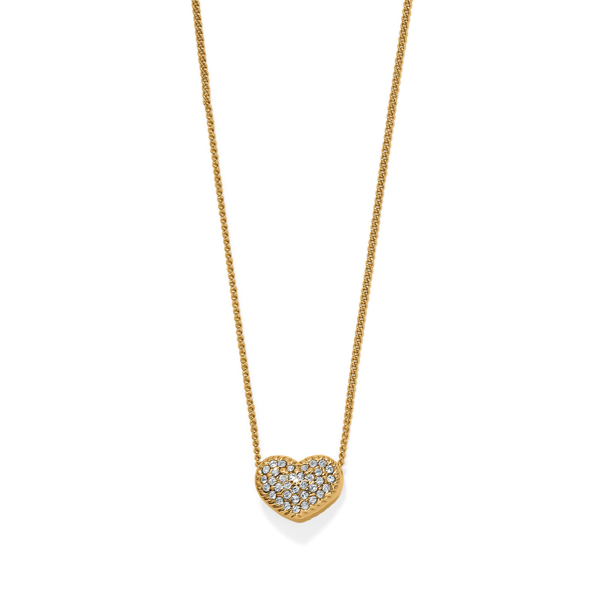 Gold plated Illumina Celeste Heart Petite Necklace with crystal-encrusted heart pendant.
