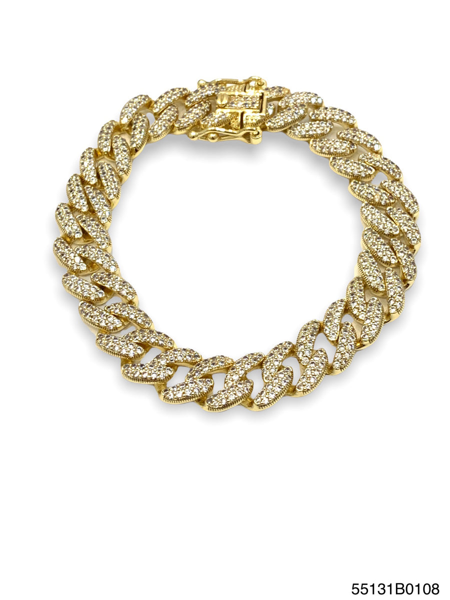 Lauren Curve Link Bracelet in silver-tone metal with a CZ box closure safety latch.