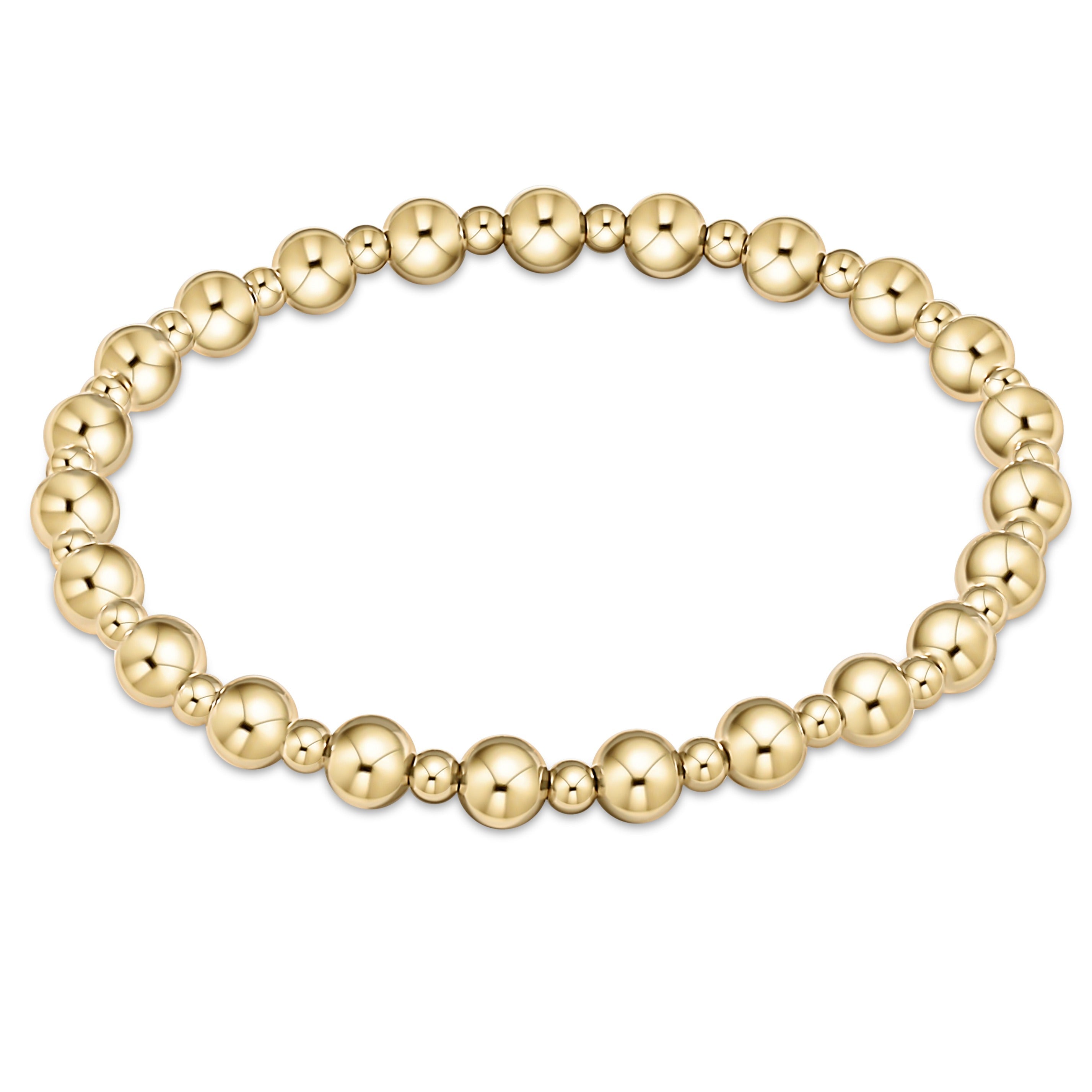 Extends Classic Grateful 5mm and 3mm 14kt gold-filled bead stretch bracelet.