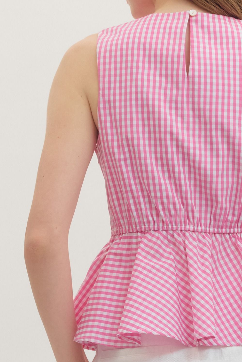 Megan Gingham Sleeveless Peplum Top
