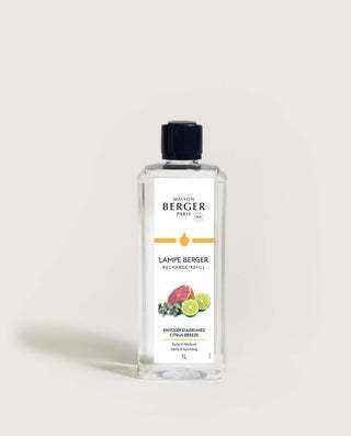 White Lampe Berger recharge refill bottle with French text label