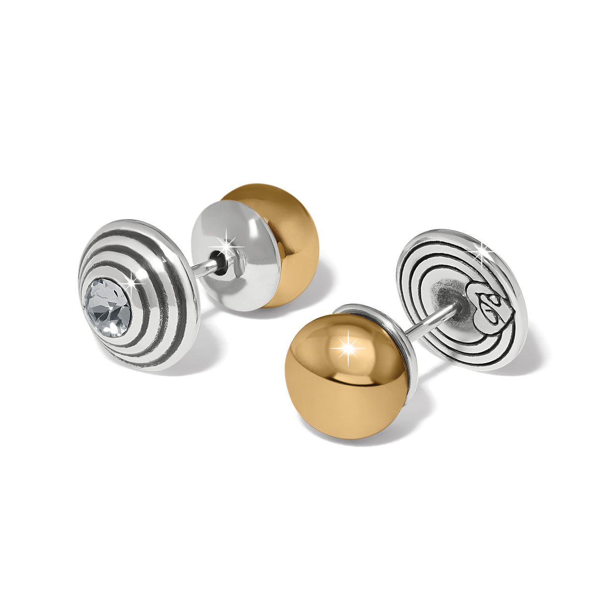 Silver plated round post earrings with flat disc backs