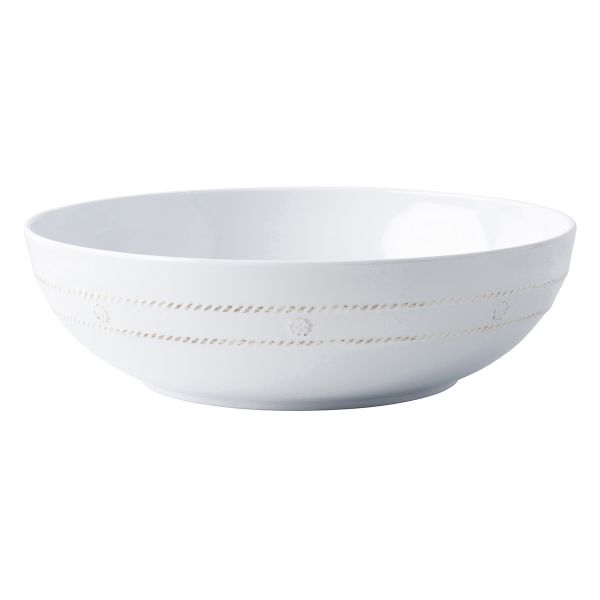 Berry & Thread Melamine Whitewash 12 inch Serving Bowl with embossed rope and berry details.