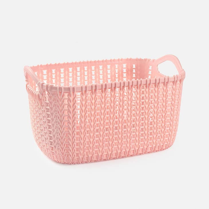 Caddy basket in natural woven texture with open weave design