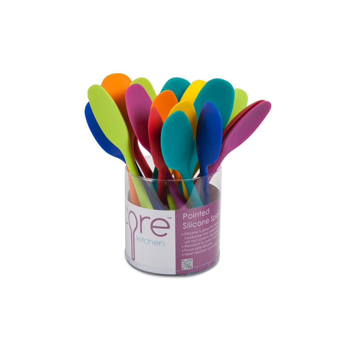 Red silicone spoon with a flat spatula head attached to the handle.