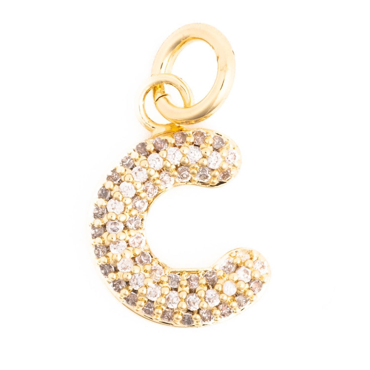 Silver initial charm necklace featuring the letter C with a delicate chain.
