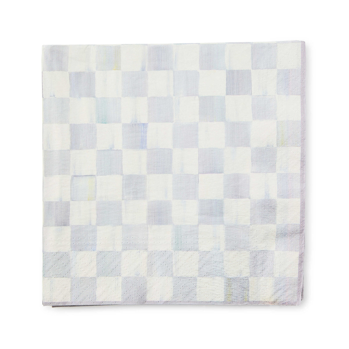 Sterling Check Dinner Paper Napkins featuring a grey and white hand-painted checkered pattern.