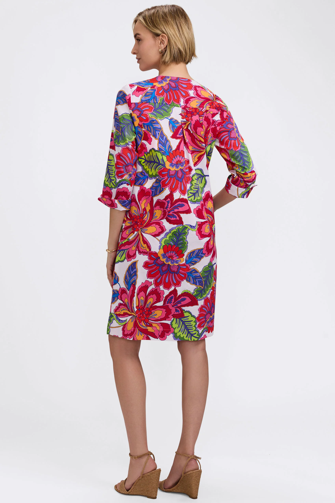 Vena Paradise Blooms 3/4 Sleeve Dress