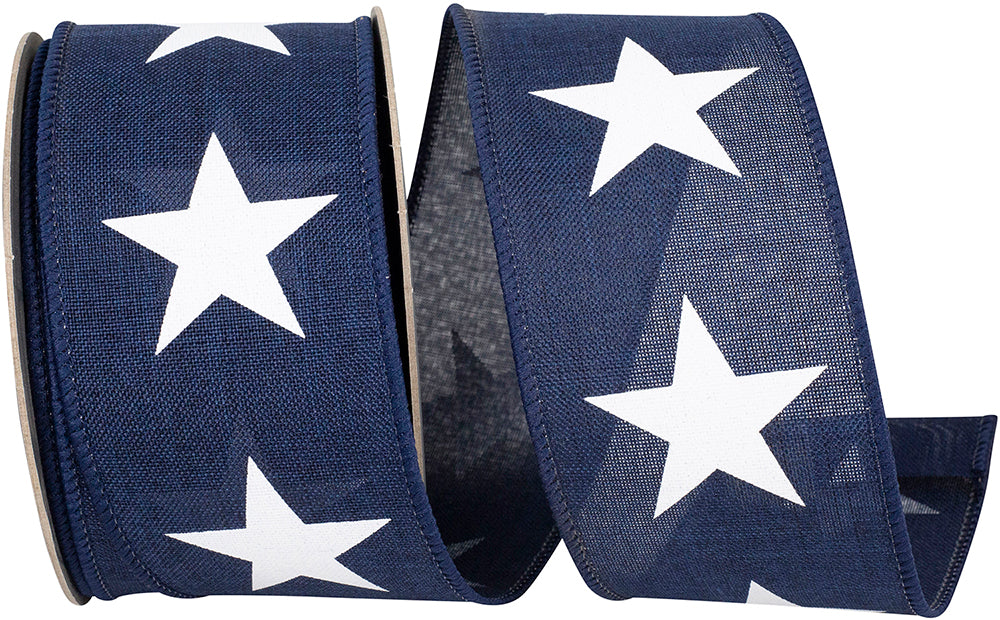 Large star line linen wired edge ribbon in teal with a scalloped silhouette.