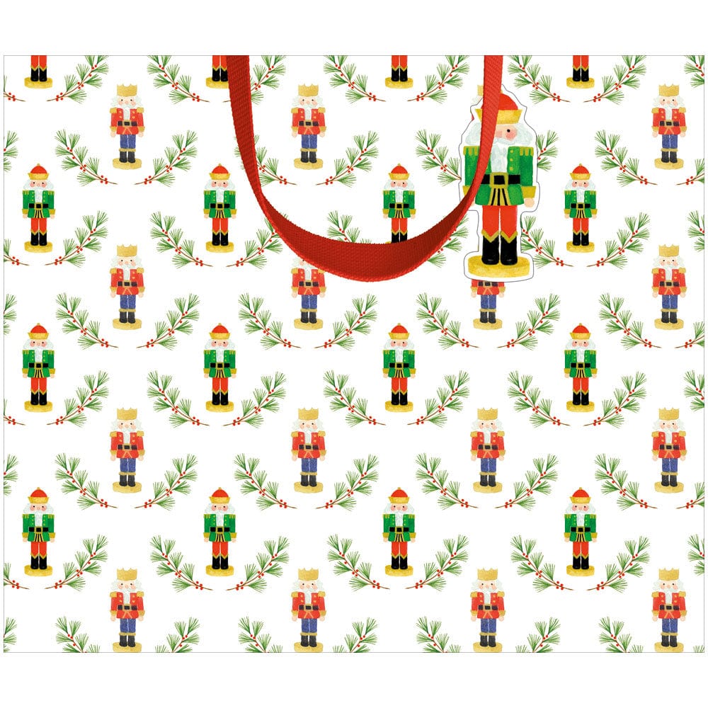 Large horizontal gift bag with cheerful colorful prints on durable paper featuring strong handles.