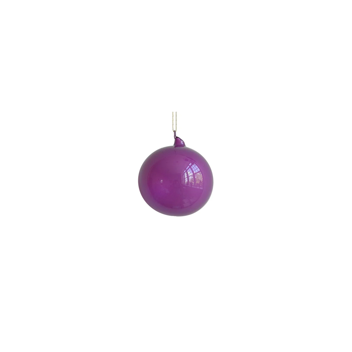 150mm purple bubblegum glass ball ornament with a high-gloss finish and hanging loop.