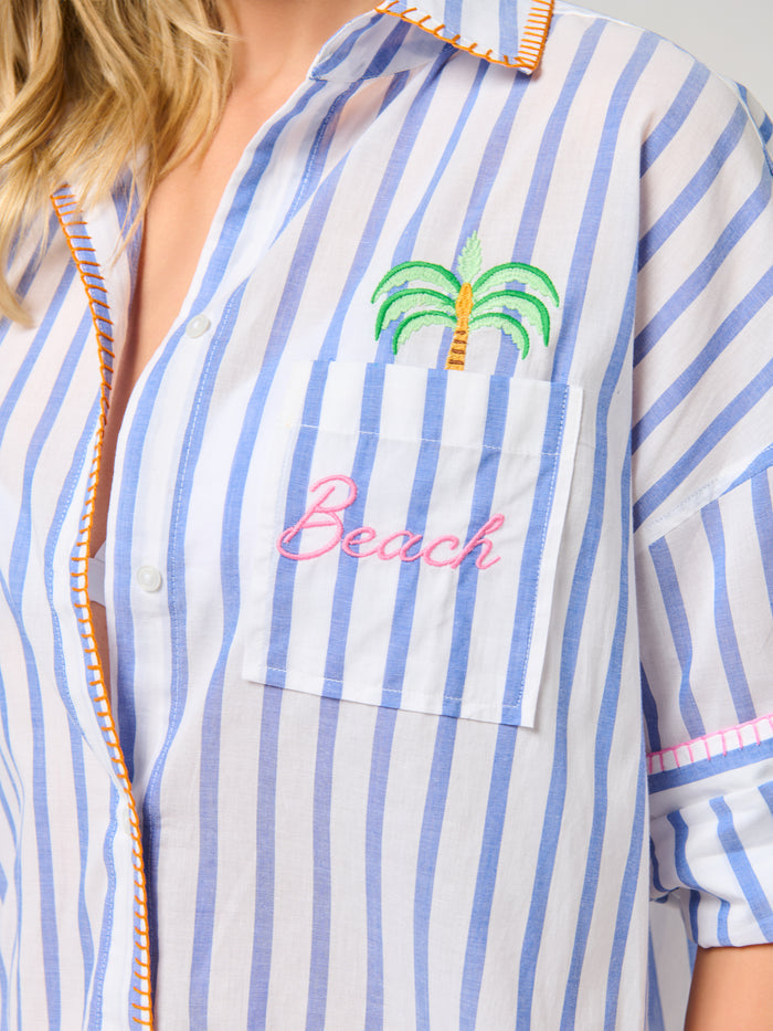 Ashley "Beach/Ocean Air, Salty Hair, Don't Care" Cover-Up Shirt