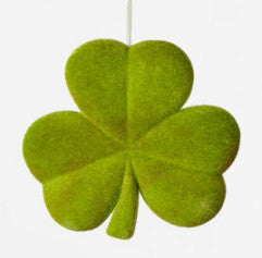 PVC flocked shamrock decoration in green with a textured surface.
