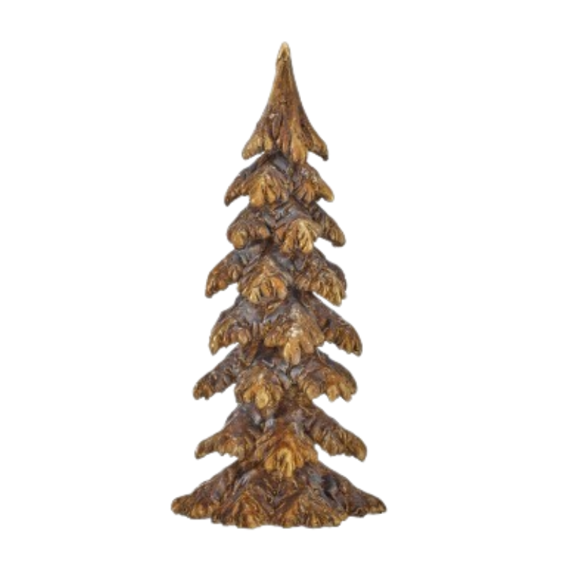 Decorative resin southern tree figurine with a textured brown and gold finish.