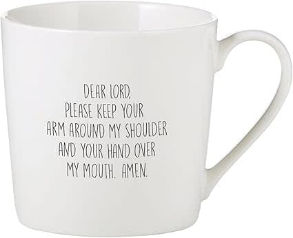 Bone China cafe mug with a signature-style café logo on white background