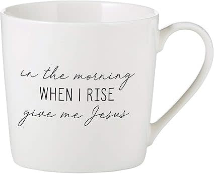 Bone China cafe mug with a 'Give Me Jesus' graphic print.