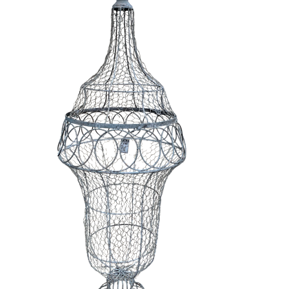 36.5" Metal Lidded Wire Finial with Bird