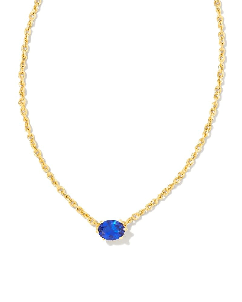 Purple crystal pendant on a gold chain with an adjustable sliding bead.