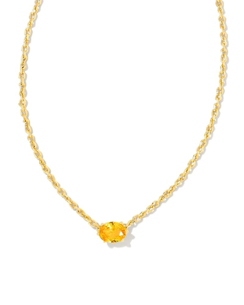 Purple crystal pendant on a gold chain necklace with lobster clasp