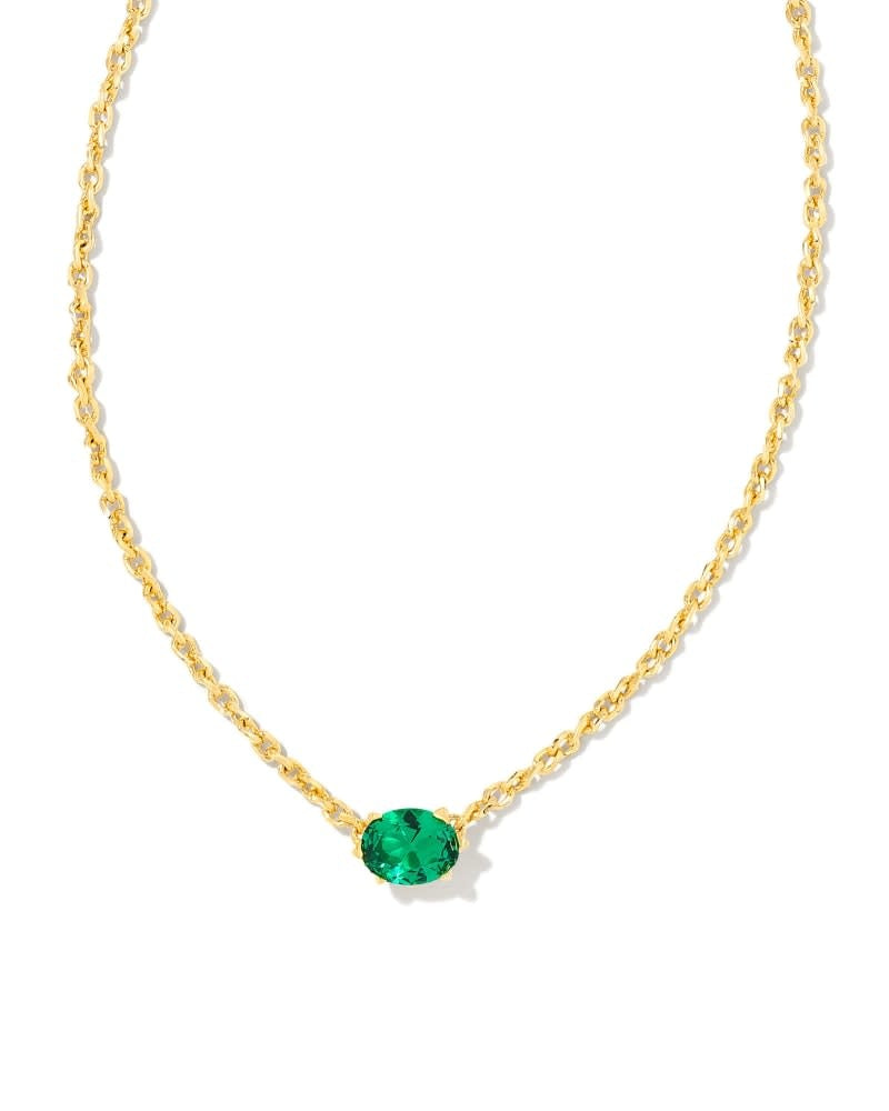 Gold pendant necklace featuring a purple crystal Cailin charm on a yellow gold chain.