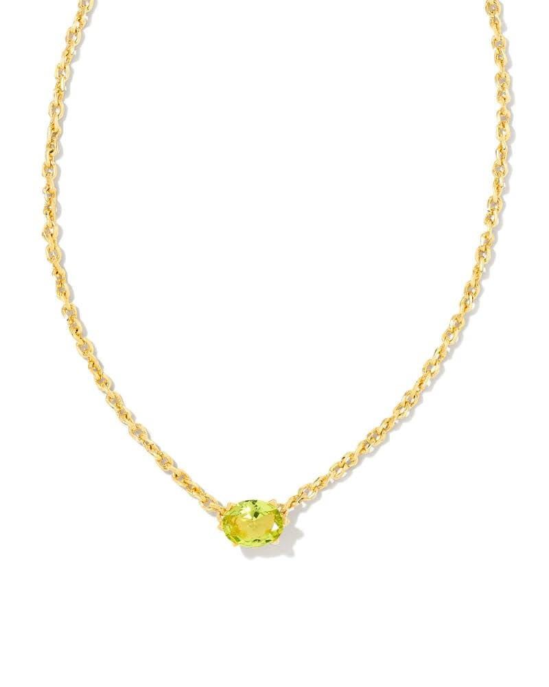 Gold pendant necklace featuring a purple crystal stone on a yellow gold chain with lobster clasp.