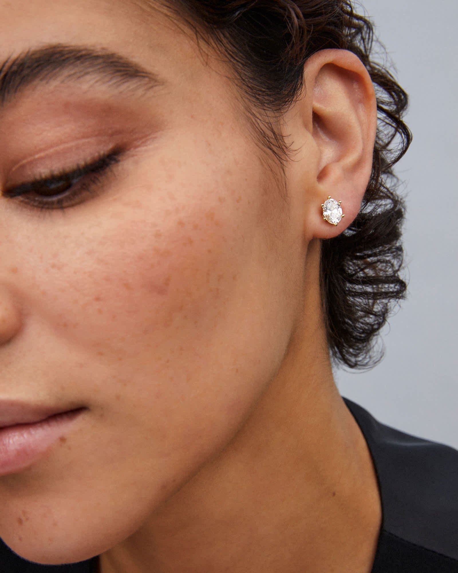 White cubic zirconia crystal stud earrings with earpost closure