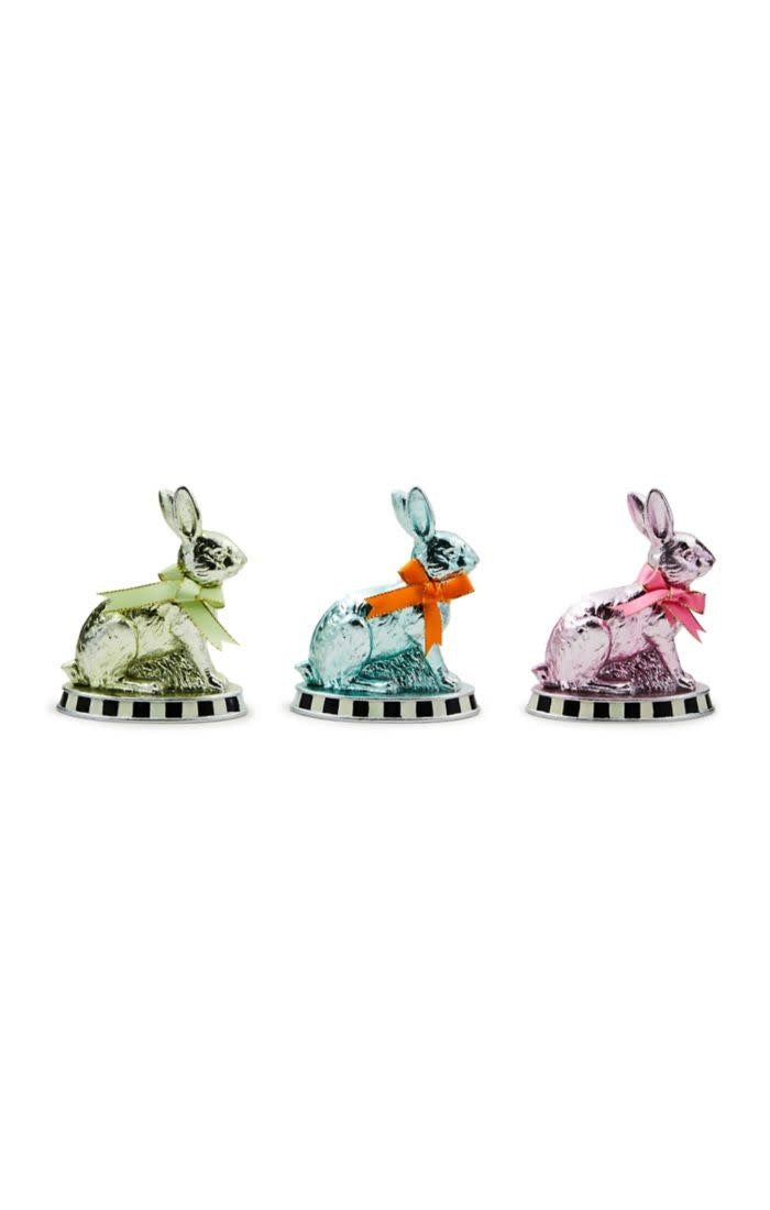 Handmade resin Calico Mini Foil Bunnies with a calico cat pattern and gold foil accents.