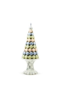 Handmade resin Cameo Macaron Tree with pastel macarons on a tiered stand.