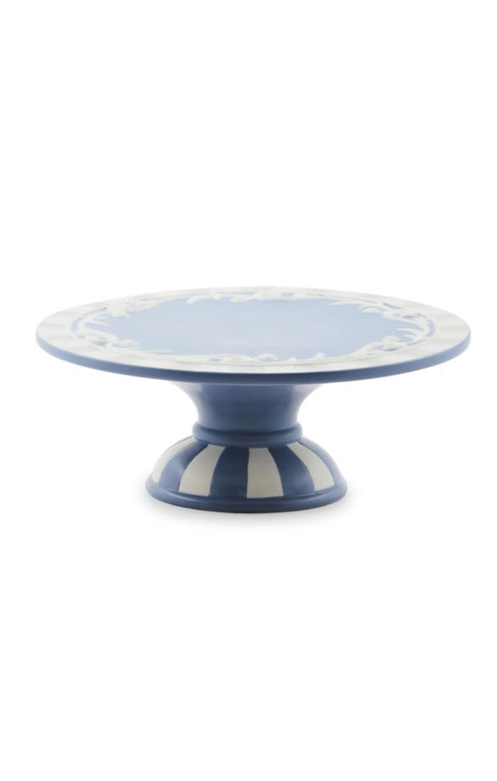 Small dolomite ceramic pedestal platter with a natural stone finish.